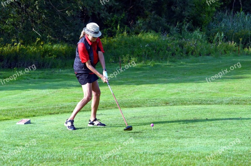 Golfer Golfing Golf Swing Woman Golf Ball