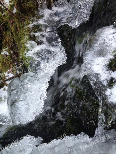 Ice Cold Water Stream Water Fall Water