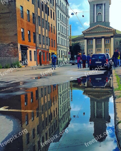 Reflection Church Riga Date Old