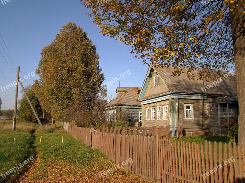 Village Cottage Russia Fence Old