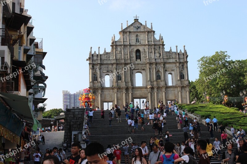 Macau Ruins Of St Paul Building The Crowd Free Photos