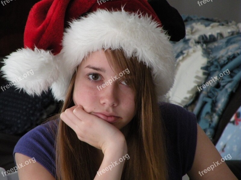 Girl Santa Bored Hat Cristmas