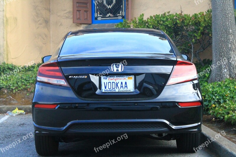 Auto Vodka California License Plate Honda