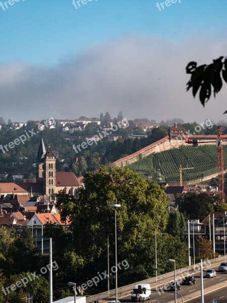 Esslingen Castle City Church Haze Fog