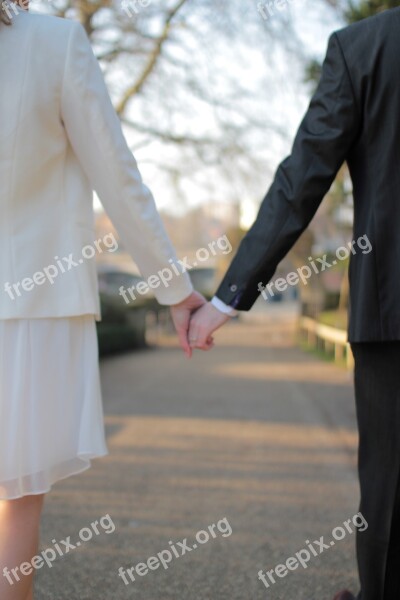 Marrried Couple Holding Hands Family Happy