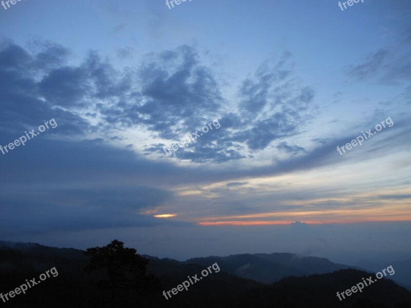 Landscape Sunset Twilight Natural Landscape Oaxaca