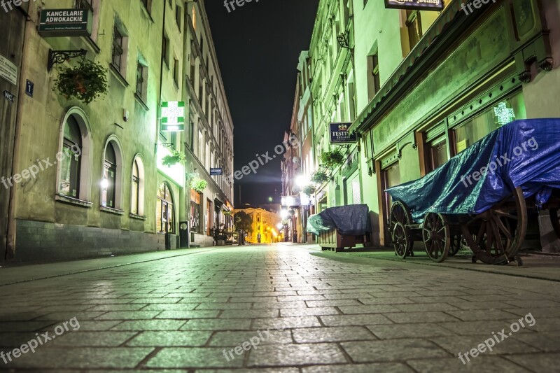 Old City At Night Night Historic Center Lighting Cobblestones