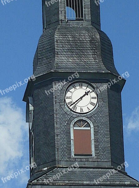 Clock Tower Steeple Church Brand-erbisdorf Clock