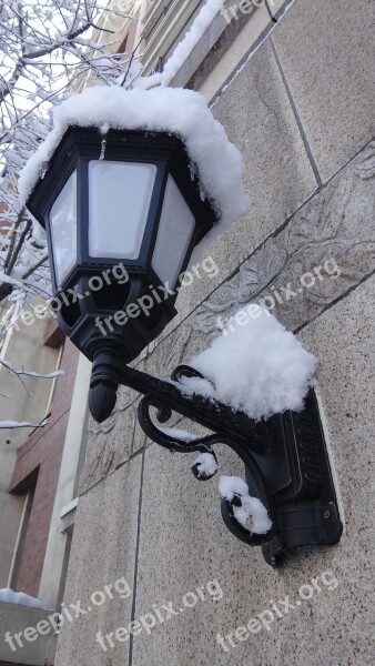 Snow Street Lamp Community Continental Winter