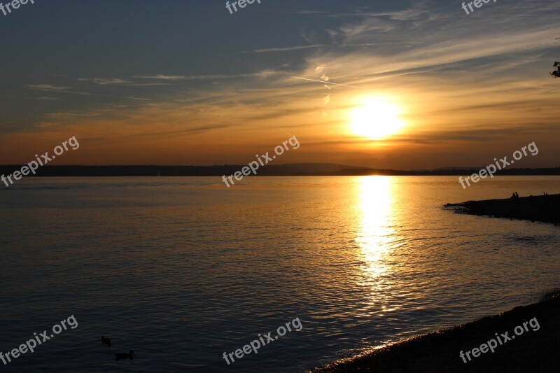 Hagnau Lake Constance Sunset Lake Bank