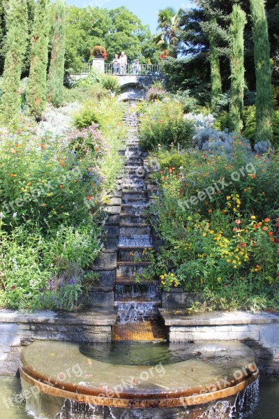 Mainau Island Waterfall Stairs View