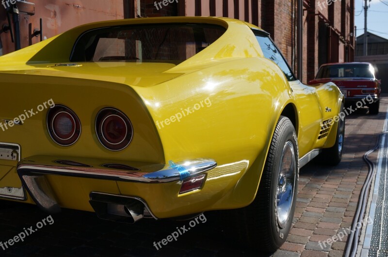 Automotive American Car American Yellow Vintage