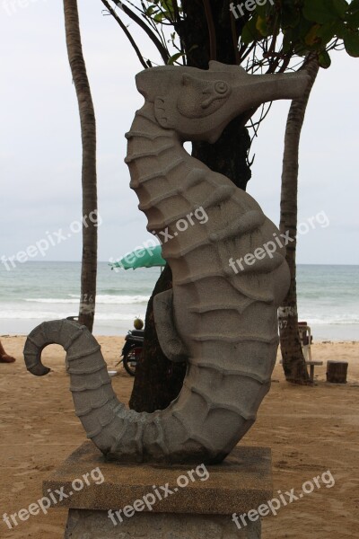 Thailand Statue Seahorse Sculpture Travel