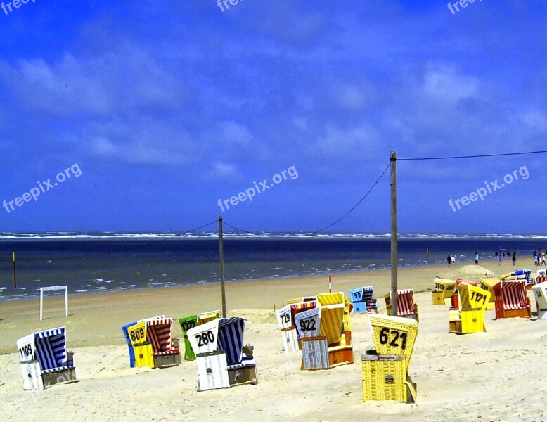 Beach Beach Chair North Sea Sky Blue