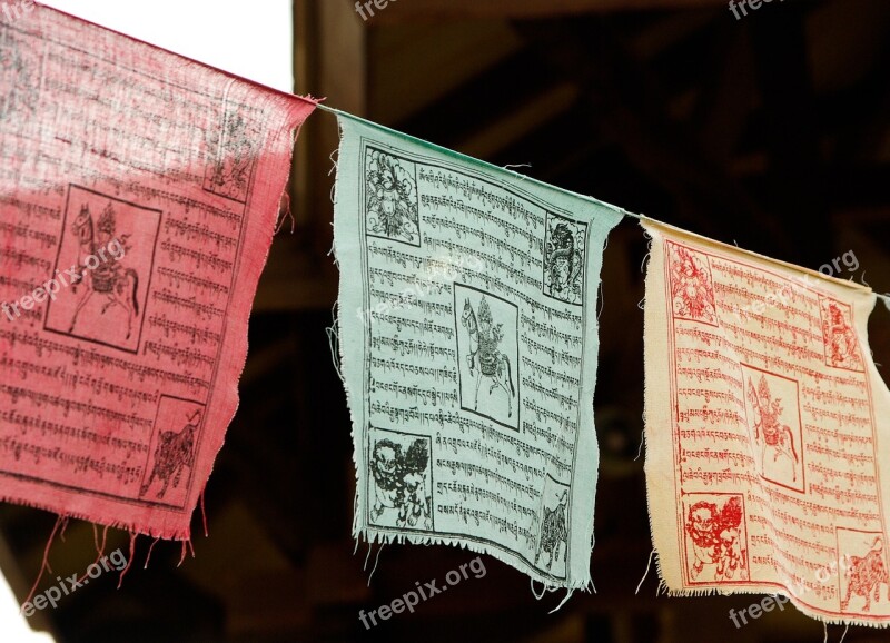 Nepal Prayer Flags Religion Buddhism Of Street