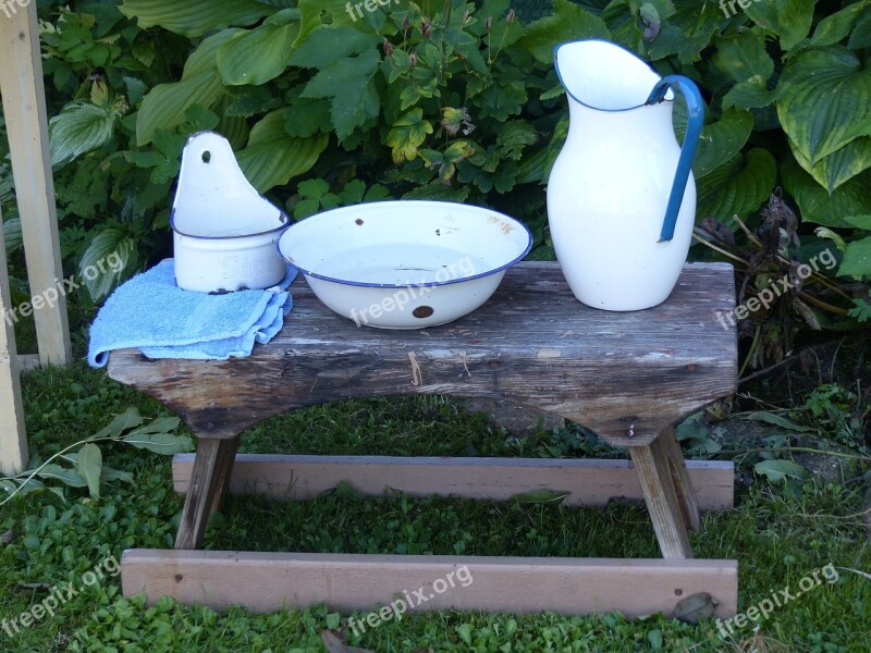 Washbasin Watering Can Soap Dish Bench Outdoor