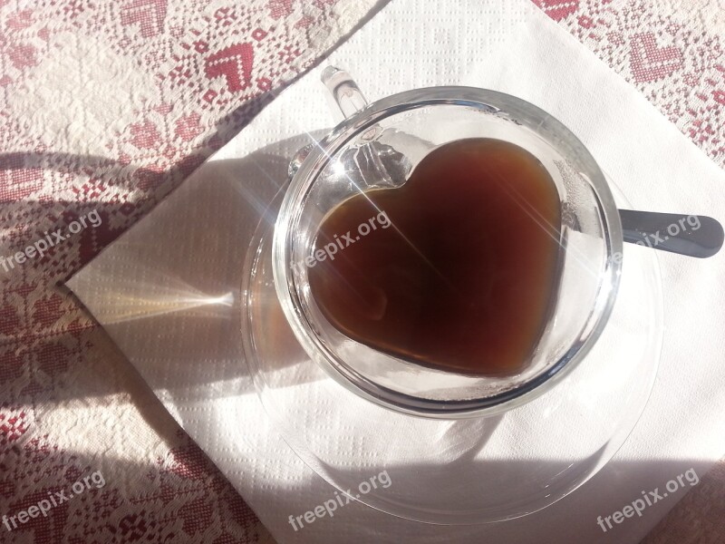 Heart Coffee Love Coffee Break Glass