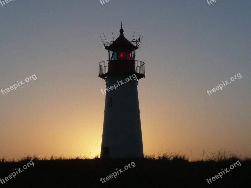 Sylt Lighthouse Sunset Landscape Abendstimmung