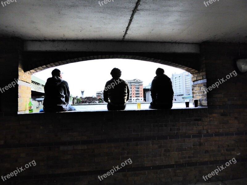 Silhouettes Tunnel Male Friends Beer