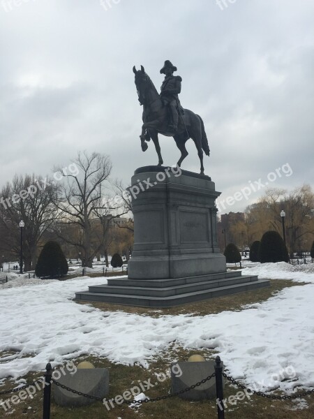 Boston Park Winter Horse George Washington