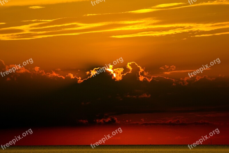 Sunset Red Orange Beautiful Landscape Sunset Sky