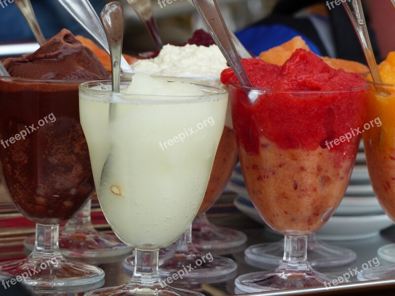 Ice Cream Granita Fruit Colors Sweet