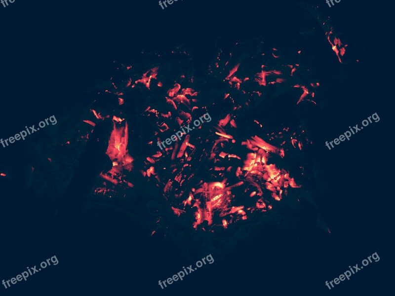 Coals Bonfire Fire Firewood Black