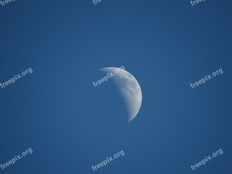 Moon Blue Sky Quarter Free Photos