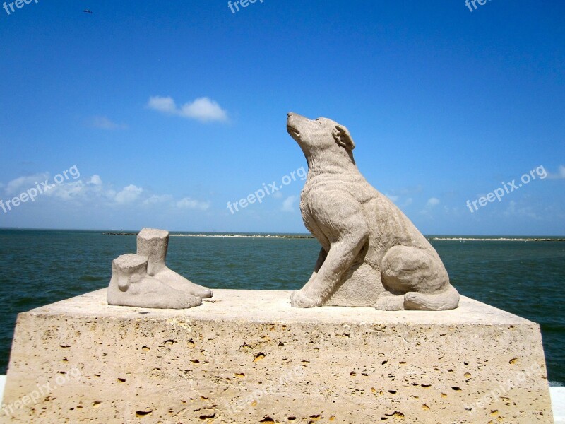 Dog Statue Sea Sky Sculpture