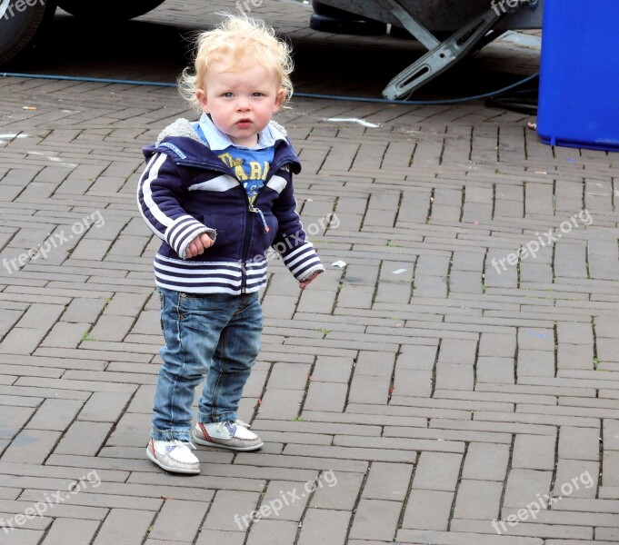 Child Little Boy Funfair Street Cold