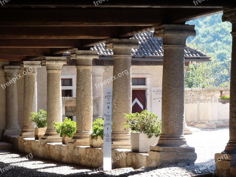 Columnar Arcades Monastery Castle Stone Pillars