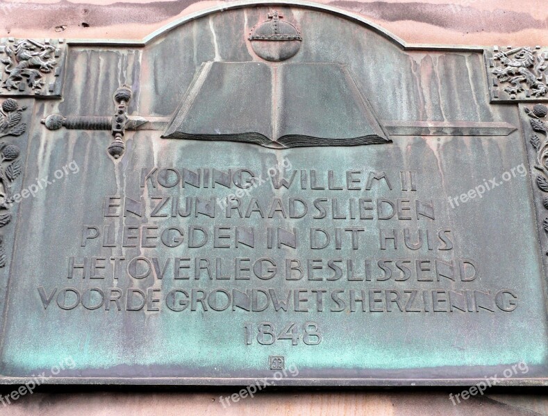 Plaque The Hague Constitution King William 2 Free Photos