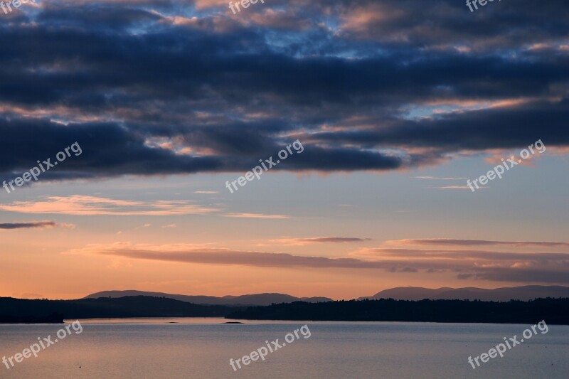 Sunset Sky Clouds Landscape Backlight