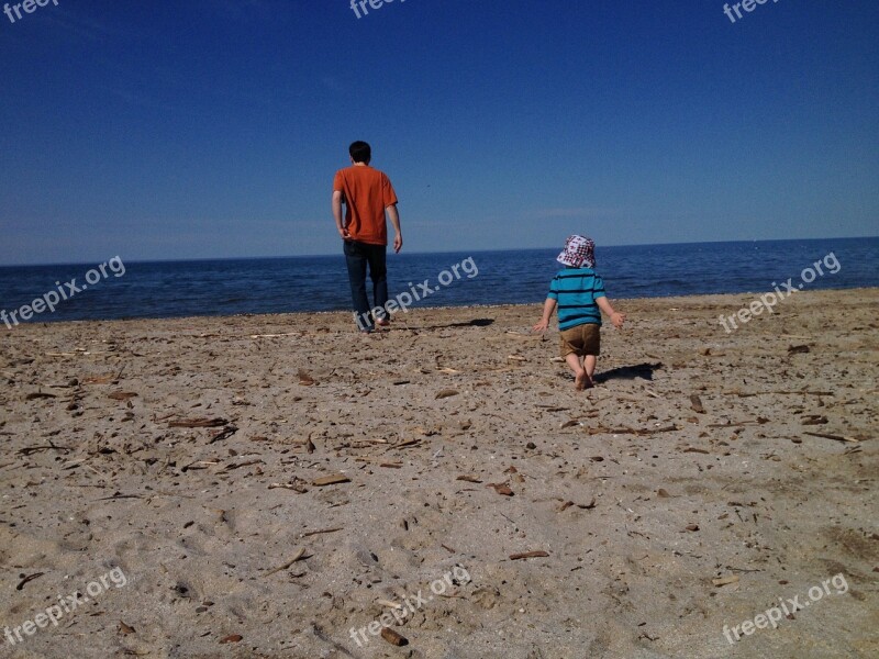 Beach Father Son Family Together