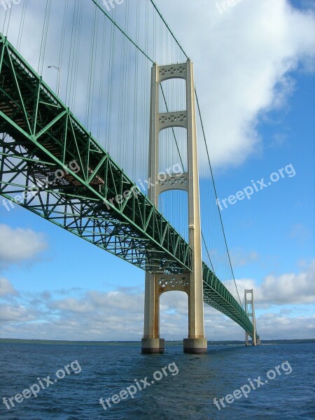 Mackinac Bridge Bridge Big Water Lake