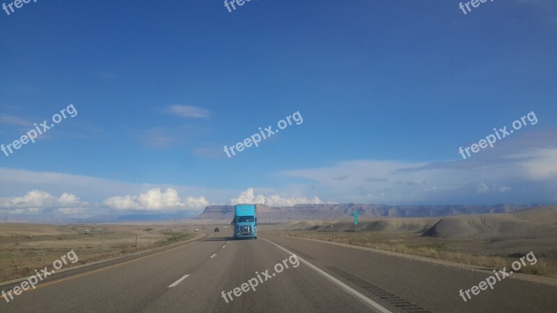 Truck Sky Blue Driving Travel