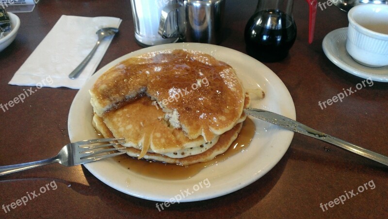 Pancakes Breakfast Syrup Meal Plate