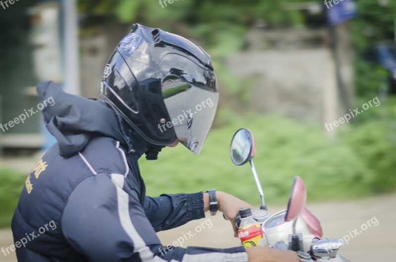 Helmet Safety Hat Man Motorbike