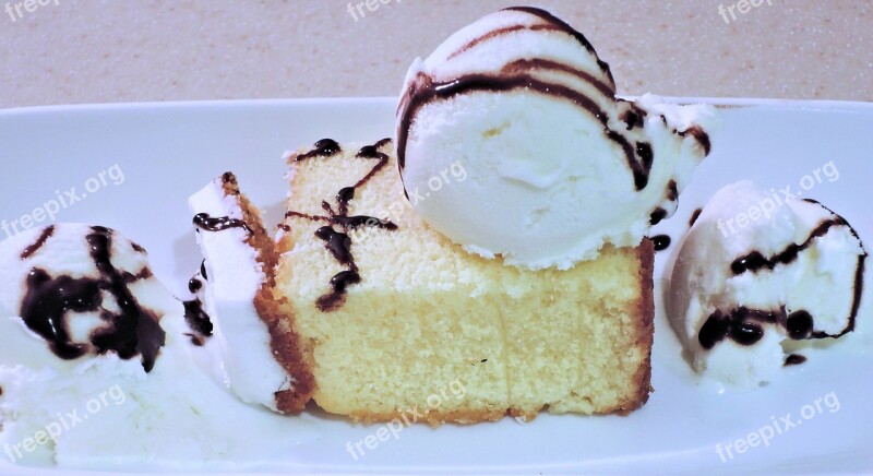 Pound Cake Vanilla Ice Cream Chocolate Food Free Photos