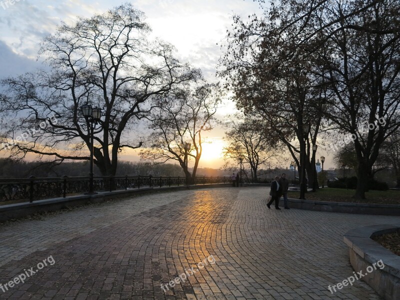 Paving Stone Sunset Park Alley Free Photos