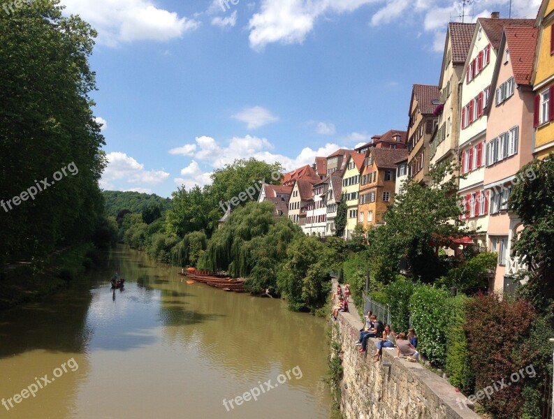 Tübingen Neckar Bridge Historically Historic Center