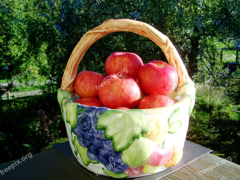 Red Apple Ripe Fruit Fruit Basket Eco Bio