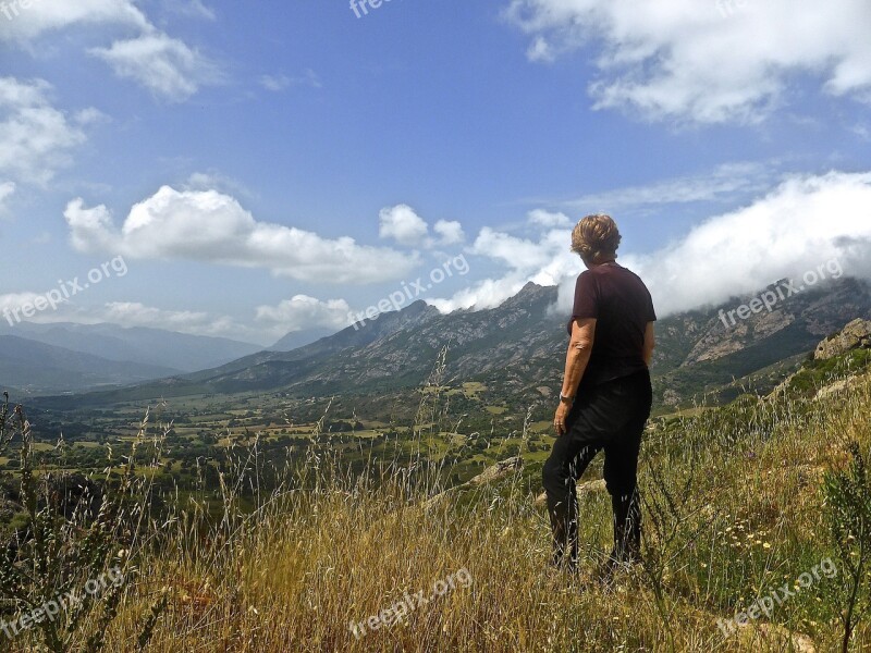 Person View Distant Landscape Contemplation