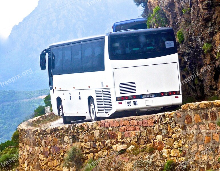 Bus Cliff Narrow Corsica Edge