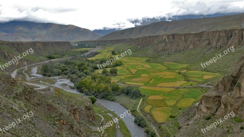 Tibet Landscape River Nature Free Photos