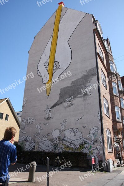 århus Gable Painting Pencil Wall Drawing Art