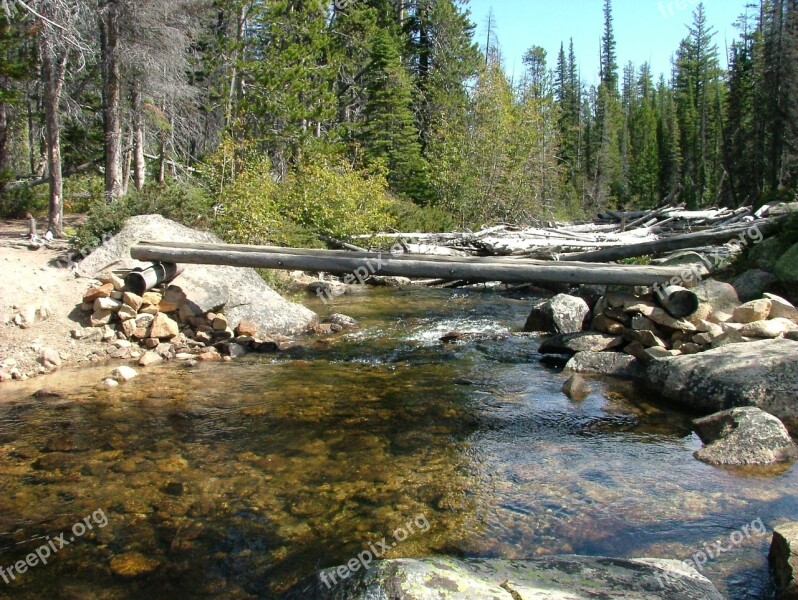 Stream Lake Bridge Crossing Mountain