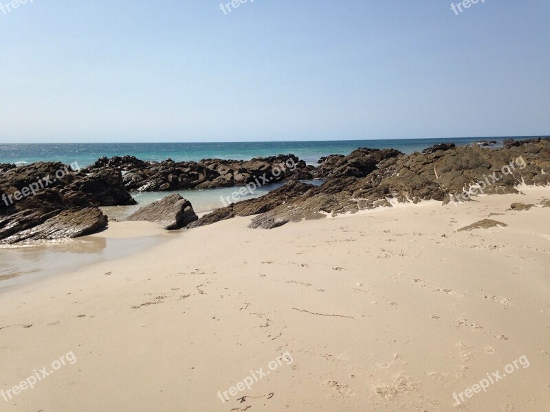 Sandy Beach Seaside Blue Sky White Sand Nature