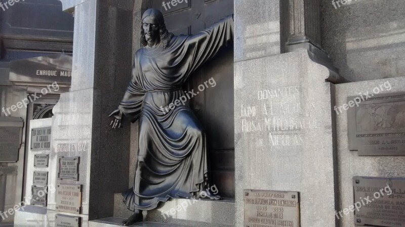 Tomb Art Sculpture Jesus Cemetery Recoleta Cemetery