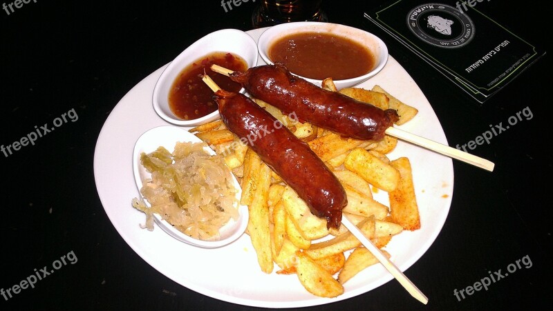 Sausage Fries Dinner Food Hot Dog